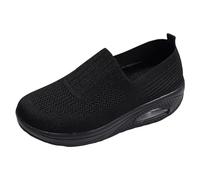 Running Shoes Women Summer Fashion Solid Color Comfortable Flying Woven Non-Slip Soft Sole Mesh Top Breathable Travel Hiking Sports Shoes Shoes with Covered Feet, black, 8 UK