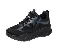 Running Shoes Women's Platform Low Shoes Laces Casual Shoes Plain Sports Shoes Non-Slip Breathable Outdoor Shoes Walking Shoes Fashion Jogging Shoes Summer Shoes Raise, black, 4 UK