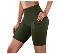 Running Shorts for Women UK Clearance High Waish Seamless Yoga Pants Tummy Control Trousers Workout Gym Sports Stretch Leggings Ladies Fitness Butt Lift Shorts with Pockets, Size 8-16