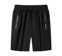 Running Shorts Men Hiking Quick Dry Mens with Zip Pockets Men's Long Distance Stripe Lightweight Gym Work Walking Smart Summer Loose Fit Breathable Casual Sports Stretch Black