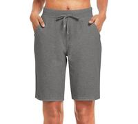 Running Shorts Women Gym Shorts with Pockets Knee Length Long Summer Cotton Pack Running Womens 22-24 Smart for Women UK Jorts Ladies Hiking Short Activewear Plus Size Dark Gray
