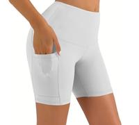 Running Shorts Womens Chub Rub Gym Shorts with Zip Pockets Tummy Control Short Leggings Plain Colour Slip Pants for Under Dresses Ladies Stretch Boyshorts Summer Fashion Activewear