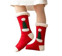 running socks women Womens Fuzzy Slipper Socks Winter Thermal Snowflake Christmas Stockings Warm Indoor Women's Thick Running (Red, One walking womens 4-7