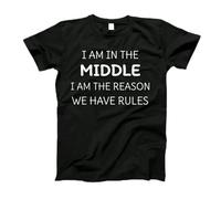Running T Shirts Fashion Short Sleeve Tee I Am in The Middle I Am The Reason We Have Rules Lounge Exercise T Shirts for Gym Soft Training 3XL