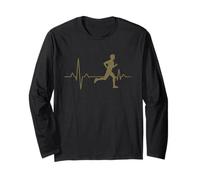 Running Tee for Men - Runners Heartbeat Funny Long Sleeve T-Shirt