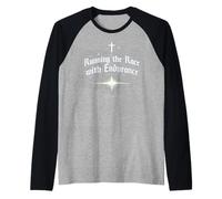 Running The Race with Endurance Hebrews 12:1 Christian Raglan Baseball Tee