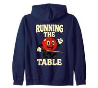 Running The Table Retro Billiards Pool Ball Player Zip Hoodie