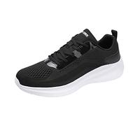 Running Trainers Men Lace-Up Walking Trainers Lightweight Elasticated Casual Shoes with Anti-Slip Sole Breathable Mesh Jogging Shoes for Men Classic Athletic Fitness Sports Shoe 1 Grey