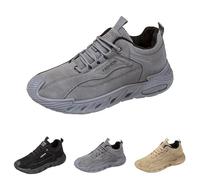 Running Trainers Mens,Mens Suede Lace Up Sneaker,Memory Foam Trainers Slip On Casual Waterproof Orthopedic Walking Shoes with Absorb Shock Cushioned Sole for Sports/Fitness/Leisure Black