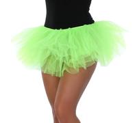 Running Tutu Skirt Fancy Dress 1980s Hen Party Dance Extra Fluffy 5 Layers Plus Size (Neon Green)