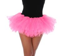 Running Tutu Skirt Fancy Dress 1980s Hen Party Dance Extra Fluffy 5 Layers Plus Size (Neon Pink)