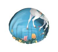 running unicorns Print Shower Cap - Reusable, Double Layer, Breathable, Quick-Dry, Perfect for Home, Spa, Hotel, and Travel