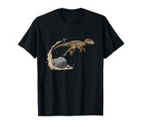 Running Velociraptor Dinosaur Leap Over Rocks T-Shirt