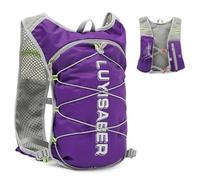 Running Vest Backpack with 5L Water Bladder, Lightweight Hydration Vest Backpack with Reflective Design, Functional Vest for Women Men Outdoor Sports Marathon, Trail Race, Cycling (Purple, One Size)