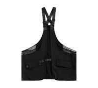 Running Vest Chest Bag Vest Adjustable Straps Design Multi Big Pockets Men Waistcoat Unisex Sports(Black,L)