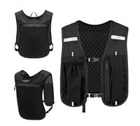 Running Vest for Men Women - Lightweight Breathable Mesh Hydration Vest for Trail Running, Marathon, Hiking & Cycling, Adjustable Anti-Bounce Training Vest with Phone Holder, Black One Size Fits All