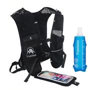 Running Vest for Women Men, Running Backpack Lightweight Hydration Pack With Touch Screen Phone Bag for Hiking Trail Running Cycling Race Marathon Essentials (BLACK, VEST+BOTTLES)