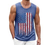 Running Vest Men's T-Shirts Tank Top Men American Flag Patriotic Independence Day Lightweight Sleeveles Workout Slim Top Blue