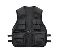 Running Vest Multi-Pocket Vest Men's Outdoor Summer Thin Fishing Loose Casual Tooling(Black,M)