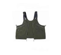 Running Vest Outdoor Camping Retro Vest Men's Women's Multi Pocket Workwear Sleeveless Shoulder Bag Dual-use Jacket(Green,M)