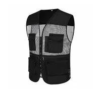Running Vest Summer Thin Mesh Vest Outdoor Sports for Jackets Bigsize Sleeveless Multi Pockets Casual Work Wear Camping Fishing(Black XXXL)