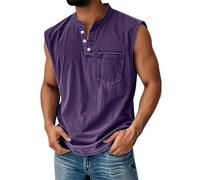Running Vest Top, Loose Rugby Sleeveless Active Sports Training Running Work Muscle Fit Summer Holiday Cool Mens Summer Vests Loose Fit, Henry Collar Designer Tank Top, 3XL Purple