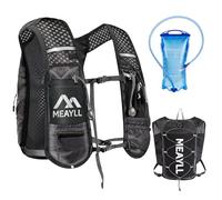 Running Vest with 1L Water Bladder Women Men, Lightweight & Breathable Running Backpack with Reflective Strips and 9 Functional Pockets (Phone Holder) - 5L Capacity Adjustable Black Hydration Vest