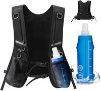 Running Vest With Bottles - Hydration Vest - Running Vest With 500ml Soft Water Bottle - Reflective Adjustable Hydration Vest With 6 Pockets - Hydration Backpack Alternative For Men & Women