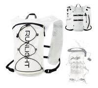 Running Vest Women Men,Night Reflective Hydration Vest Pack with 1500ml Soft Water Bottle,Adjustable Hydration Vest For Hiking Trail Cycling Marathon (White, One Size)