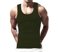 Running Vests Mens, Slim Fit Summer Gym Tank Top Sleeveless Undershirts Solid Color Breathable String Vests Wrinkle-Resistant Singlet Tank Tops for Walking, Workout, Running & Casual Outings