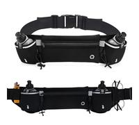 Running Waist Bag with Water Bottle, Adjustable Running Waist Pack with Elastic Strap,Waterproof Waist Pack Sport Belt for Cycling Jogging Camping Climbing Hiking Outdoor (Black)