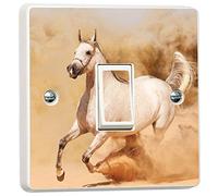 Running White Horse Sand Dust Light Switch Sticker Cover Vinyl Skin Wall Decal