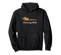 Running Wild Cartoon Boar Piglets Hunting Forest Animal Pullover Hoodie