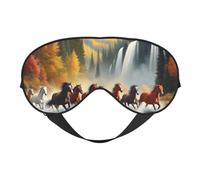 Running Wild Horses and Autumn Falls Print Sleep Mask with Adjustable Strap, Comfortable Eye Cover for Travel, Yoga, Napping, Sleeping & Relaxation