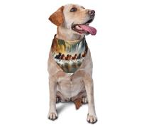 Running Wild Horses And Autumn Falls Printed Graphic Pet Triangle Scarf For Dogs & Cats, Adjustable Cute Pet Bandana For & Photo Shoots