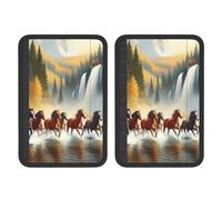 Running Wild Horses And Autumn Falls Universal Car Accessories Seat Belt Pad For Car Truck,2pcs Seat Belt Covers Soft Comfortable Shoulder Strap Pads