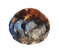 Running wild horses Reusable shower cap - double-layer waterproof, elastic, environmentally friendly daily use shower cap