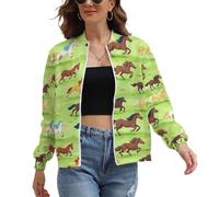 Running Wild Horses Women's Jacket Print Bomber Jackets Sweatshirt Shirt Outwear Casual Coats XL