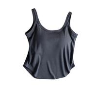 Running with Built in Bras Tank Top for Women Basic Y2K Gym Cami Sleeveless Casual Blouses Strappy Athletic Curved Hem Flowy Going Out Spring Workout Tank Tops Solid Color Camisole Grey