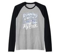 Running with My Pack Wolf Wolves Raglan Baseball Tee