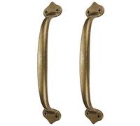Runningfish Vintage Solid Brass Pulls, Antique Copper|Rustic Barn Door Grab Handles|Kitchen Cabinet Hardware Drawer Handle Pull (Bronze, 6.5inch-2Pcs)