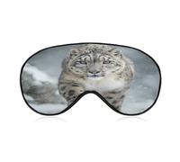 Runny Snowy Leopard Comfortable Sleep Mask with Adjustable Strap Soft Eyeshade for Night Sleeping Flight Nap Travel