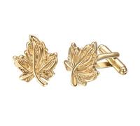 RunootPR Maple Leaf Personalized Cufflinks for Men Novelty Gold Cuff links Unique Jewelry