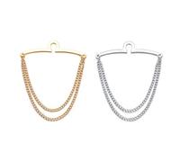 RunootPR Men's Gold Silver Tie Chain Set - Classic 2Pcs Double Necktie Chains for Business and Wedding Jewelry, 2.4", Non-Precious Metal, No Gemstone