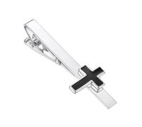 RunootPR Silver Cross Tie Clip for Men Christian Tie Bar Pins Personalized