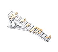 RunootPR Silver Music Tie Clip for Men Musical Tie Pin Guitar Tie Clip Bar