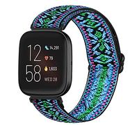 Runostrich Adjustable Elastic Watch Straps Compatible with Fitbit Versa/Fitbit Versa 2 Nylon Sport Loop Stretch Wristband Replacement Band for Women Men (Boho Blue)