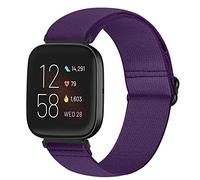 Runostrich Adjustable Elastic Watch Straps Compatible with Fitbit Versa/Fitbit Versa 2 Nylon Sport Loop Stretch Wristband Replacement Band for Women Men (Purple)