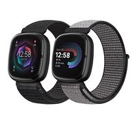 Runostrich Nylon Loop Straps Compatible with Fitbit Versa 4/Sense 2/Versa 3/Sense, Soft Breathable Sport Adjustable Replacement Band Women Man Wristband Accessories