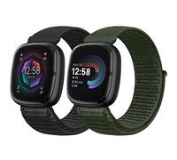 Runostrich Nylon Loop Straps Compatible with Fitbit Versa 4/Sense 2/Versa 3/Sense, Soft Breathable Sport Adjustable Replacement Band Women Man Wristband Accessories